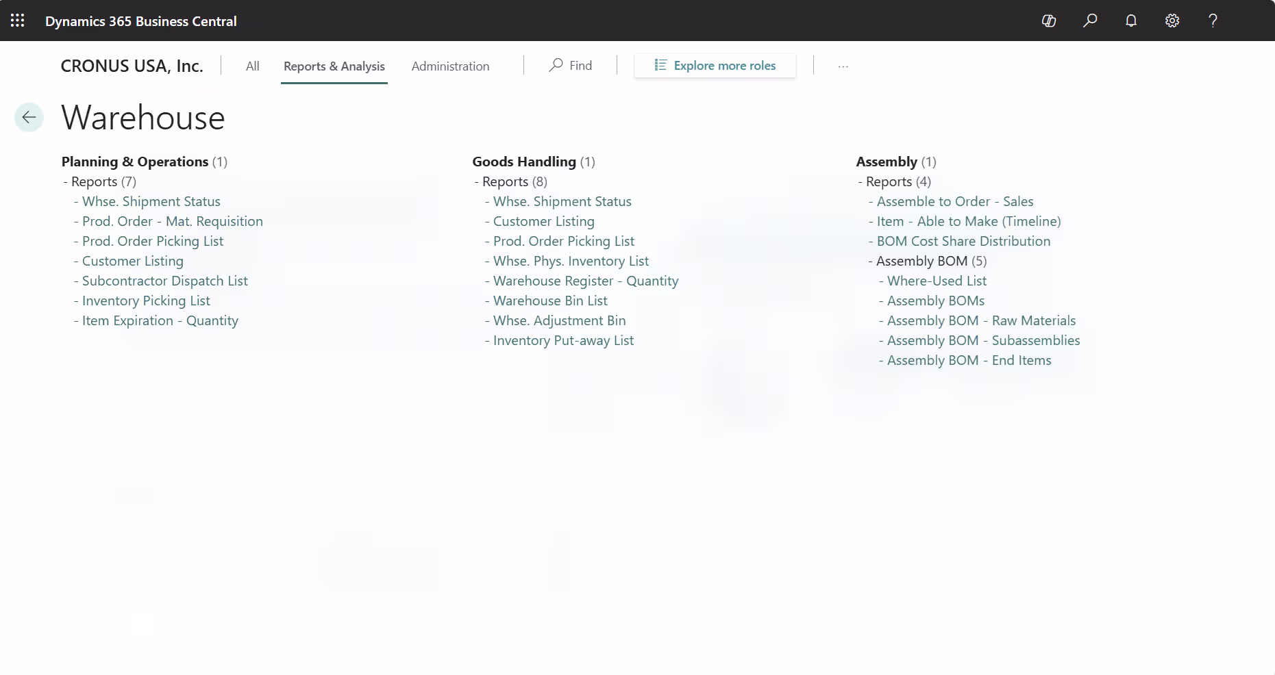 Operational reporting in Business Central