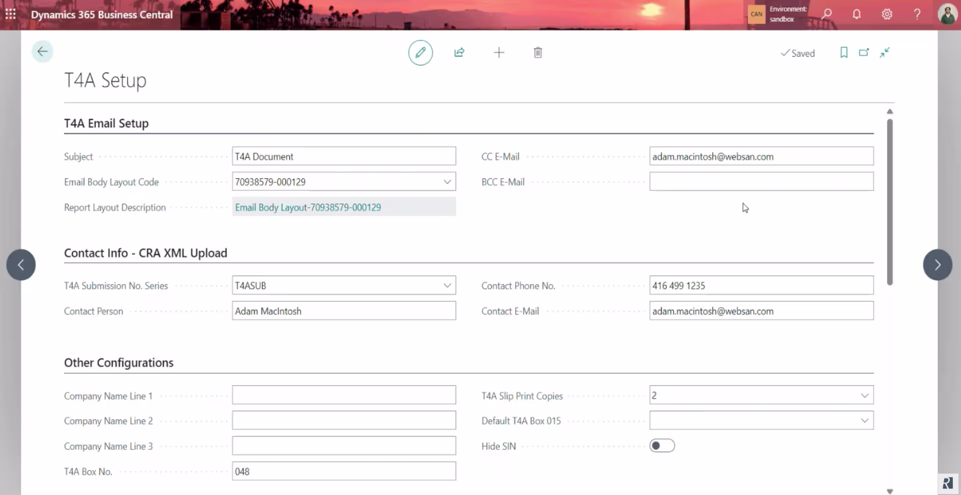 Custom TA4 reporting solution for Business Central