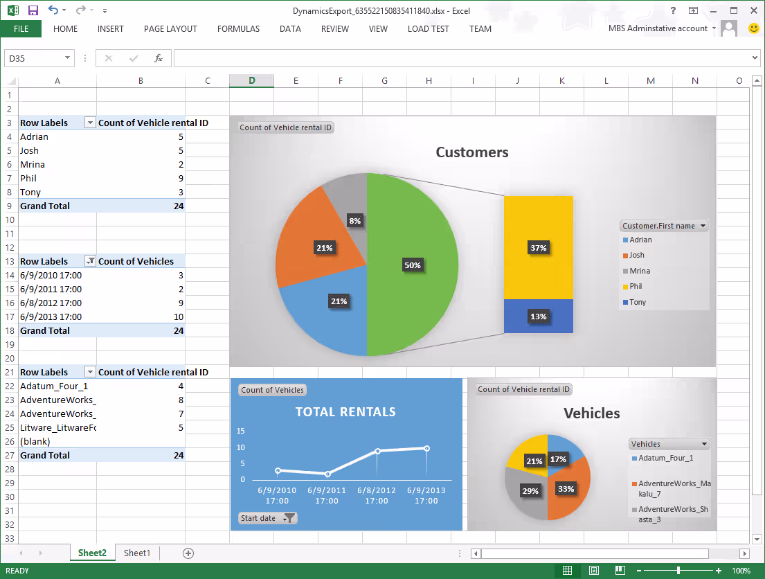 Excel integration with D365 F&O