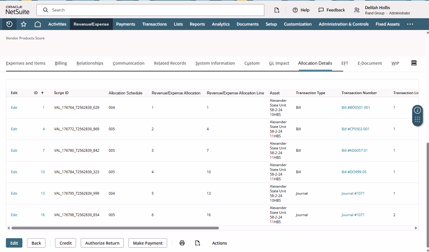 NetSuite FOAM Allocation Details Tab