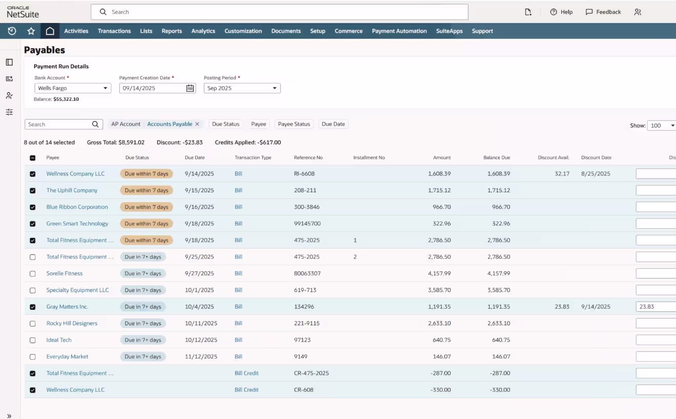 NetSuite accounts payable