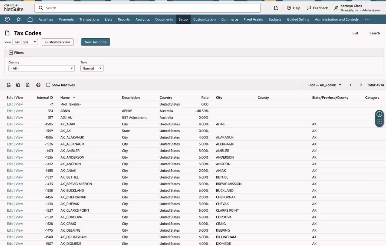 Tax management in NetSuite