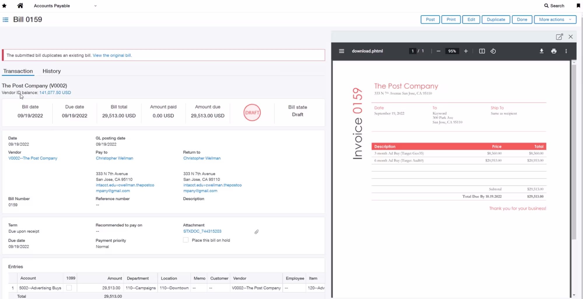 Sage Intacct AP Automation
