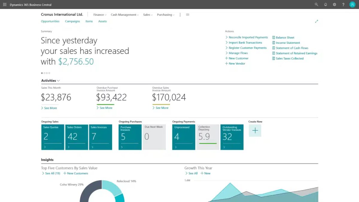 Business Central Homepage