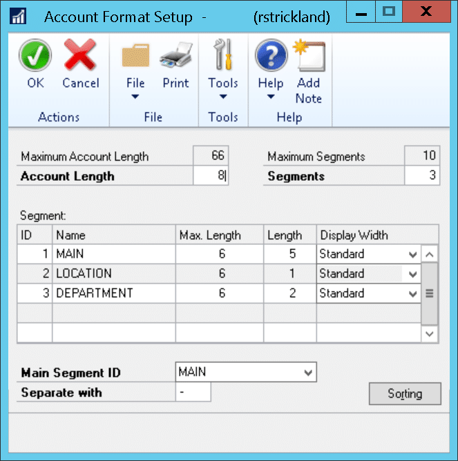 Dynamics GP segments