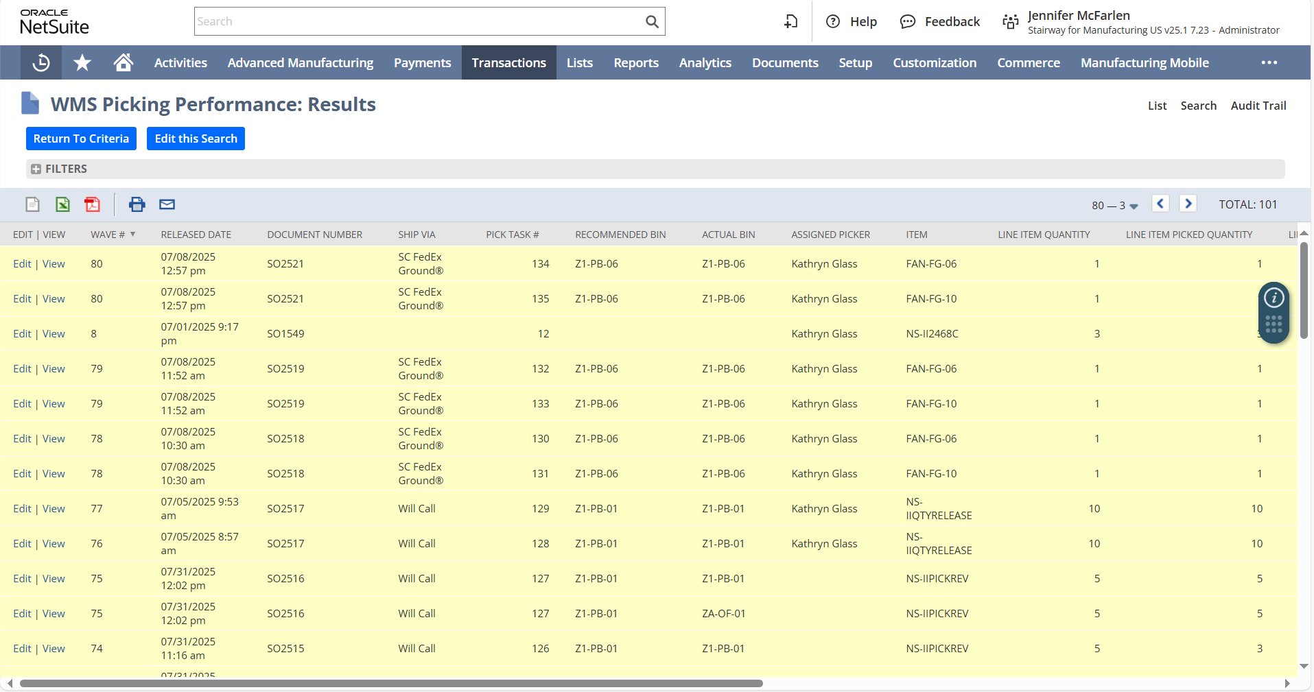 NetSuite WMS Picking Performance