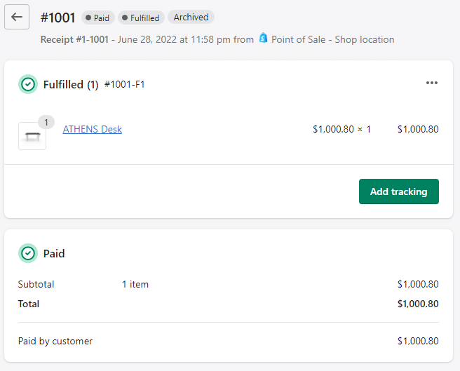 Shopify POS Sale