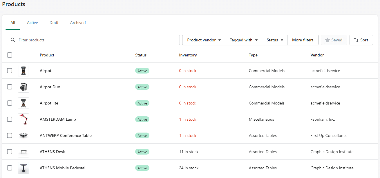 Shopify Products from Business Central Integration with Quantities