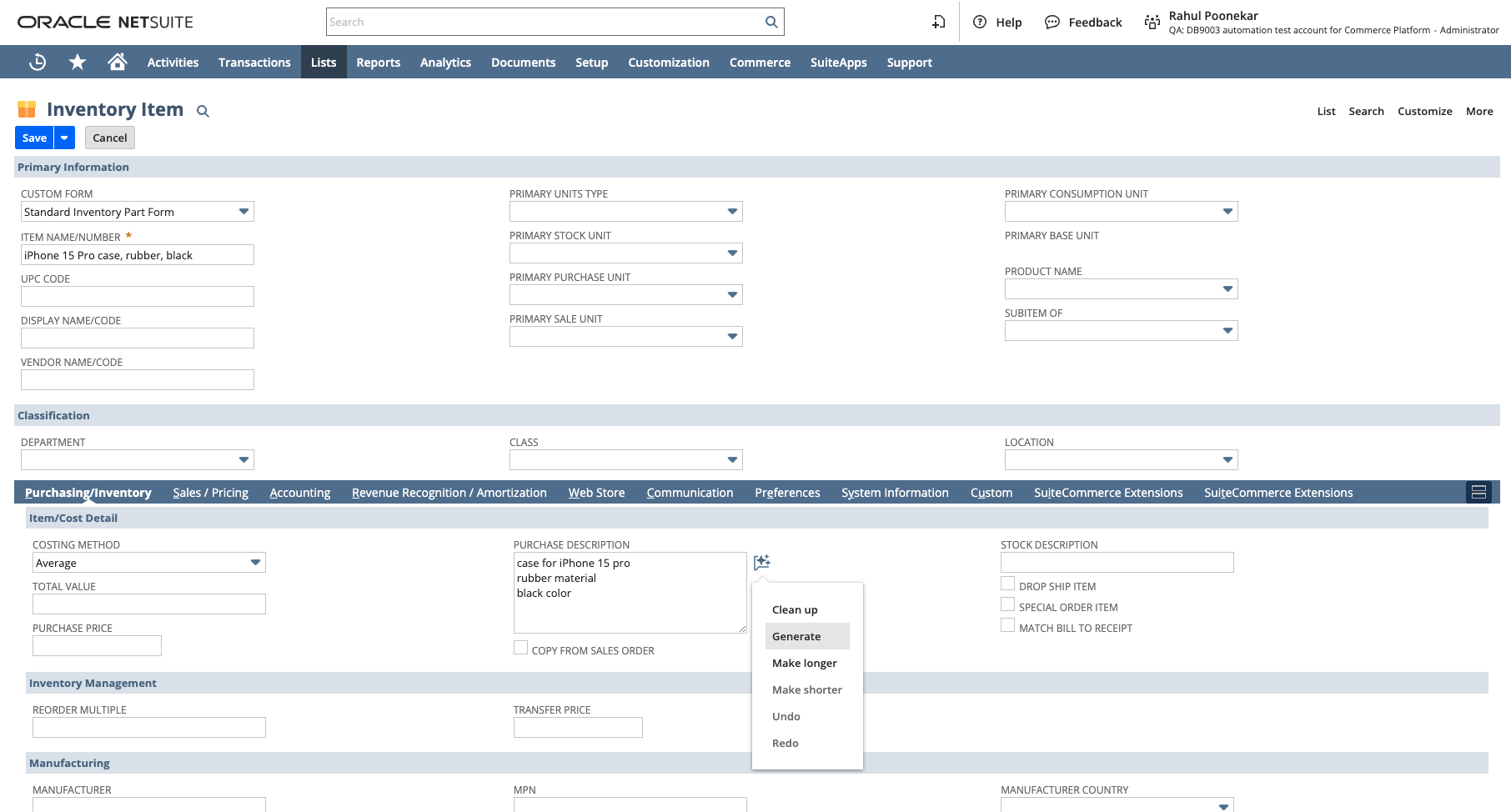 NetSuite Content Generation with Text Enhance