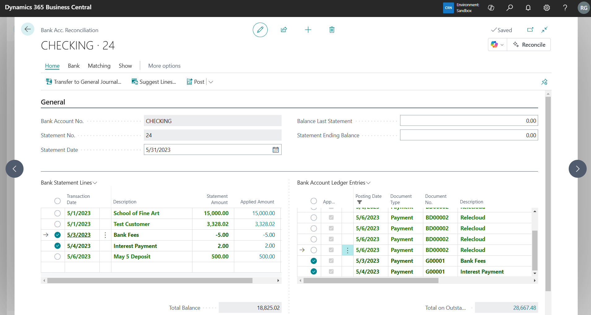 Bank Reconciliation - Transfer to GL with Copilot
