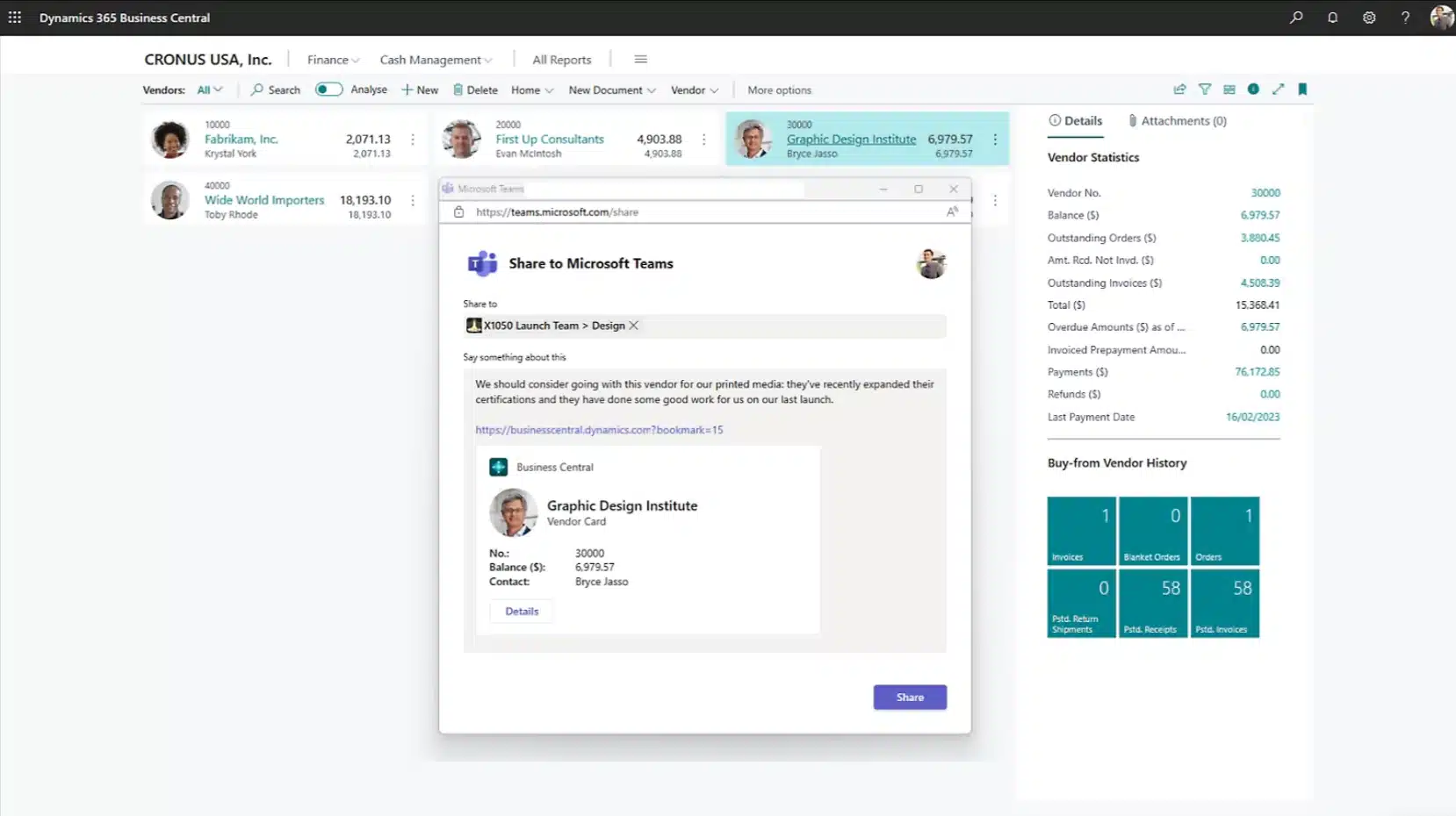 Business Central Integration with Teams