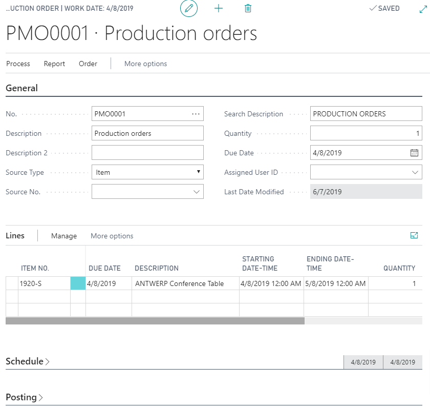 Manufacturing Production Order