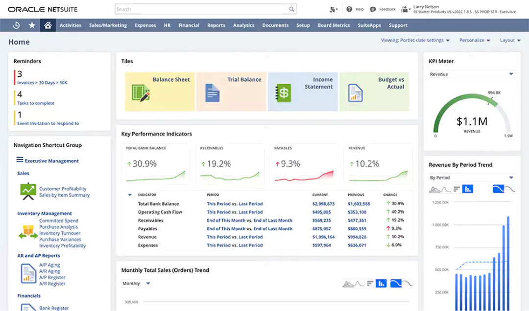 NetSuite Dashboard