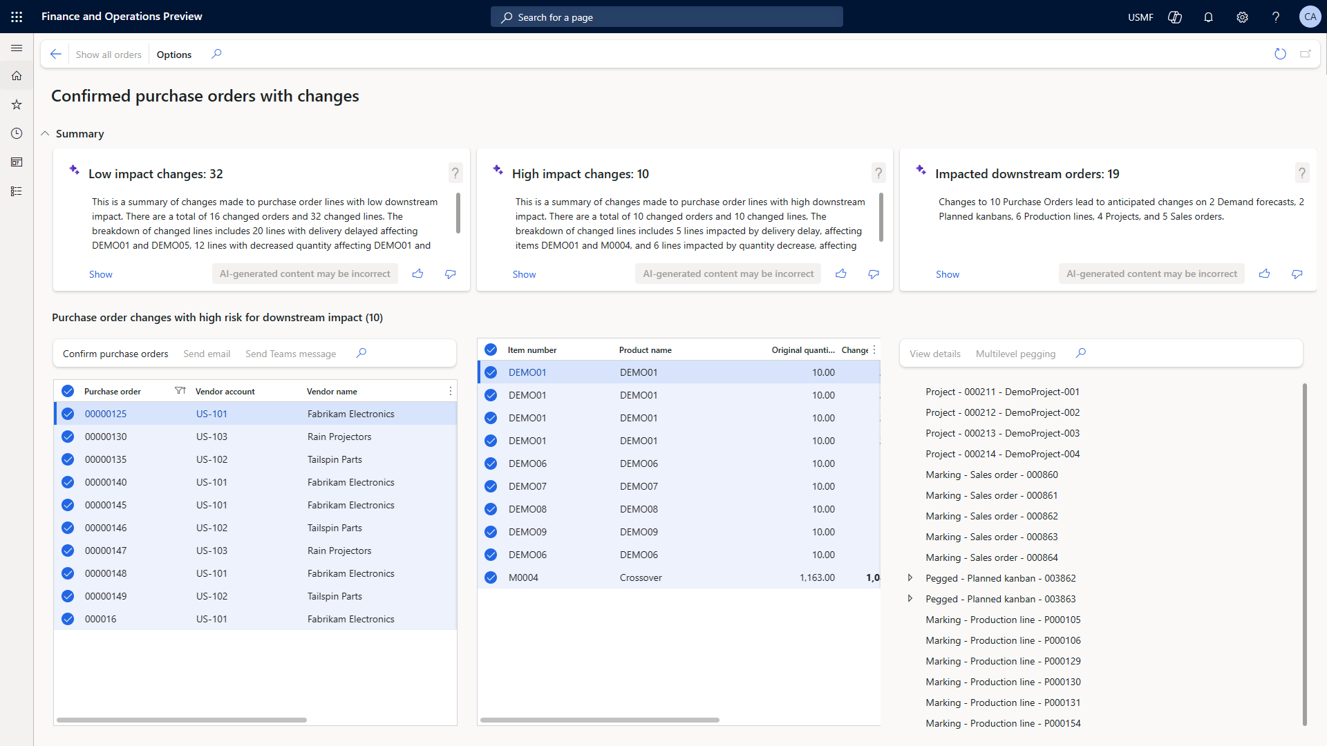 Purchase order changes